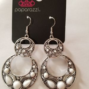 White paparazzi earrings
